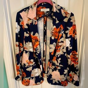 Tahari ASL New Without Tags Women’s Plus Floral Blazer Navy, Orange, White